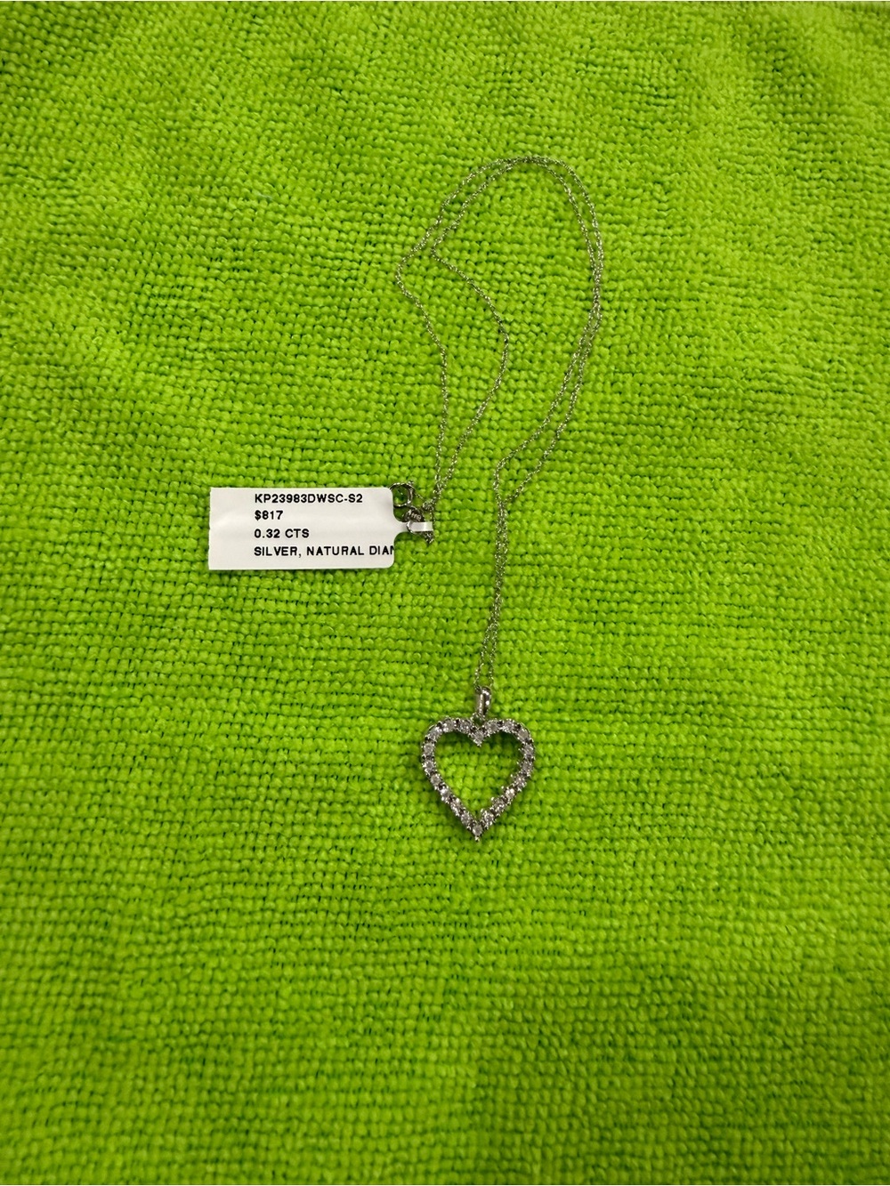 Silver Heart Pendant Necklace with Natural Diamonds - Silver 0.32CTS